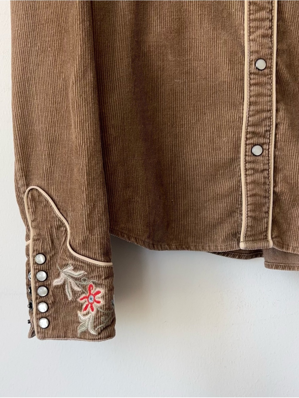 Vintage Ralph Lauren Embroidered Western Corduroy Pearl Snap Shirt Size XS - Picture 5 of 10